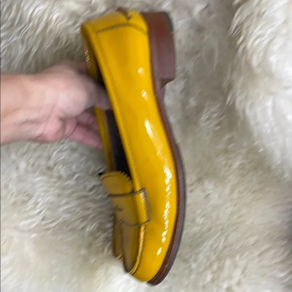 Prada Yellow Loafers Patent Leather Flats