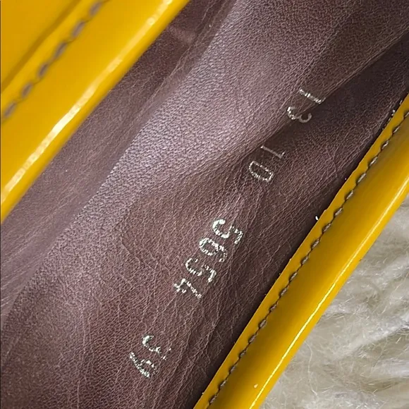Prada Yellow Loafers Patent Leather Flats