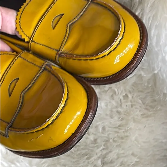 Prada Yellow Loafers Patent Leather Flats