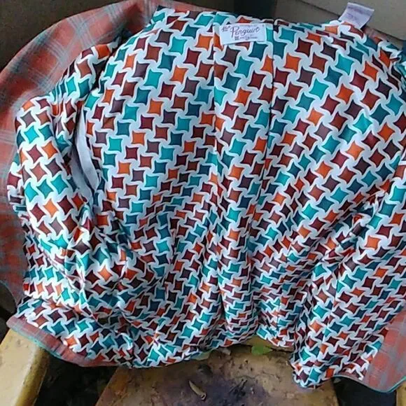 Preppy Penguin Salmon Turquoise Plaid Blazer