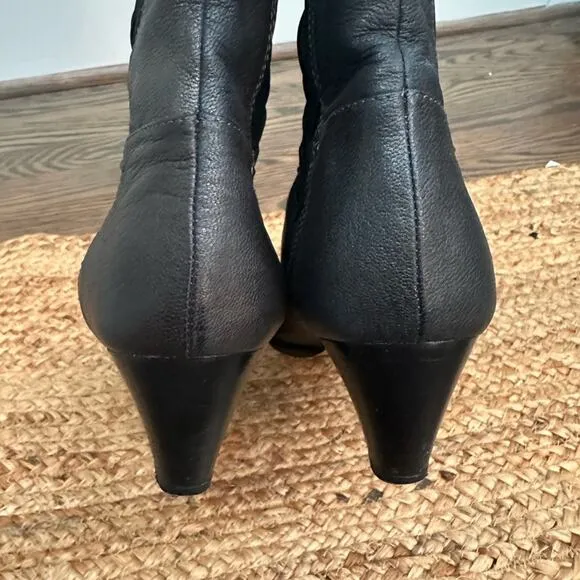 Prevata Domino Bronze Metallic Mid Calf Leather Stretch Boots Womens Size 10 B