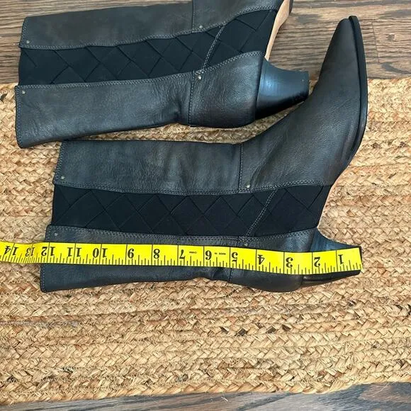 Prevata Domino Bronze Metallic Mid Calf Leather Stretch Boots Womens Size 10 B