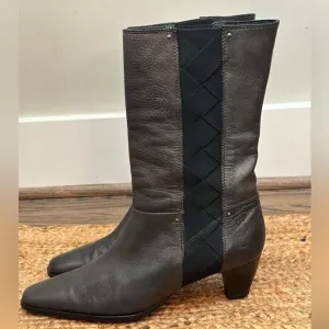Prevata Domino Bronze Metallic Mid Calf Leather Stretch Boots Womens Size 10 B