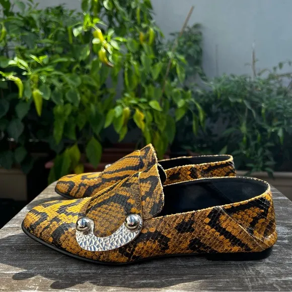 PROENZA SCHOULER Snake Skin Buckle Loafers