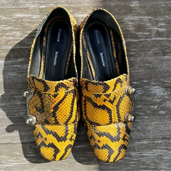 PROENZA SCHOULER Snake Skin Buckle Loafers