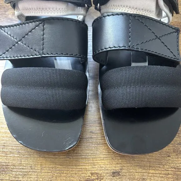 Proenza Schouler Womens Sandal 7 Black 37 Leather Neoprene Strappy Dad New