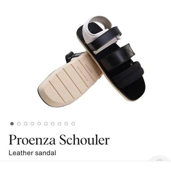 Proenza Schouler Womens Sandal 7 Black 37 Leather Neoprene Strappy Dad New