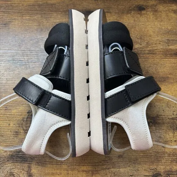 Proenza Schouler Womens Sandal 7 Black 37 Leather Neoprene Strappy Dad New