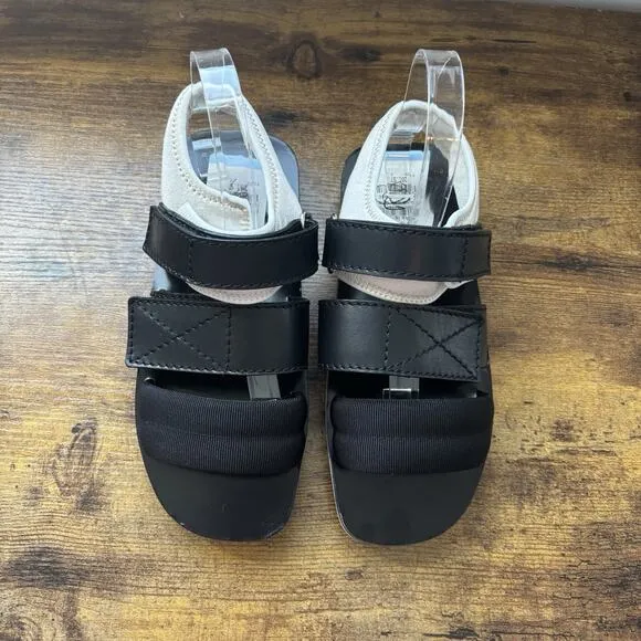 Proenza Schouler Womens Sandal 7 Black 37 Leather Neoprene Strappy Dad New