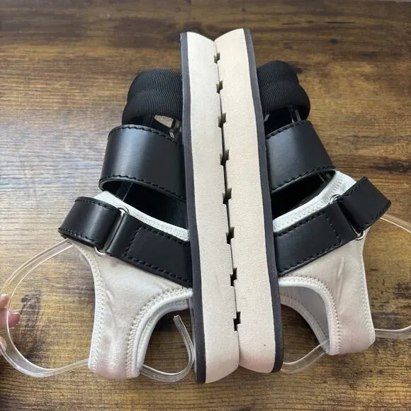 Proenza Schouler Womens Sandal 7 Black 37 Leather Neoprene Strappy Dad New
