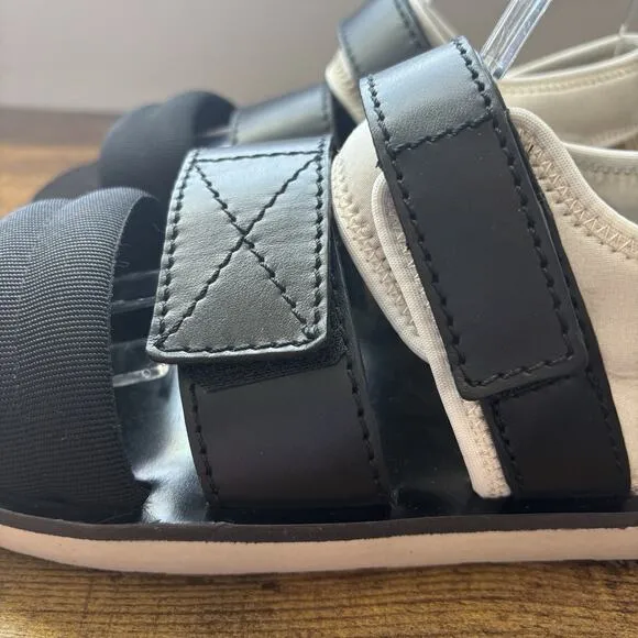 Proenza Schouler Womens Sandal 7 Black 37 Leather Neoprene Strappy Dad New