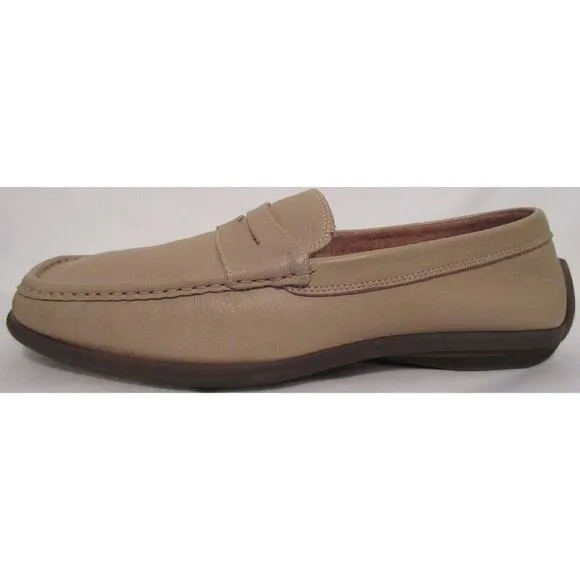 Pronto Uomo Firenze Made Italy Light Khaki Beige Penny Loafers Mens 11 Leather