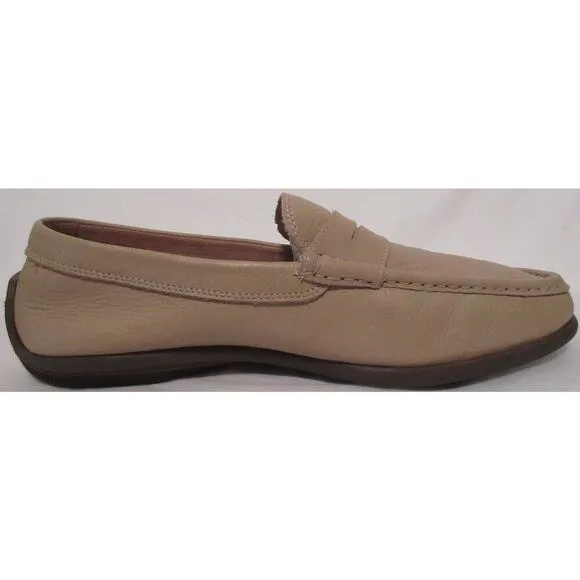 Pronto Uomo Firenze Made Italy Light Khaki Beige Penny Loafers Mens 11 Leather