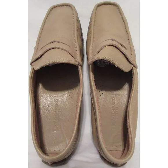 Pronto Uomo Firenze Made Italy Light Khaki Beige Penny Loafers Mens 11 Leather