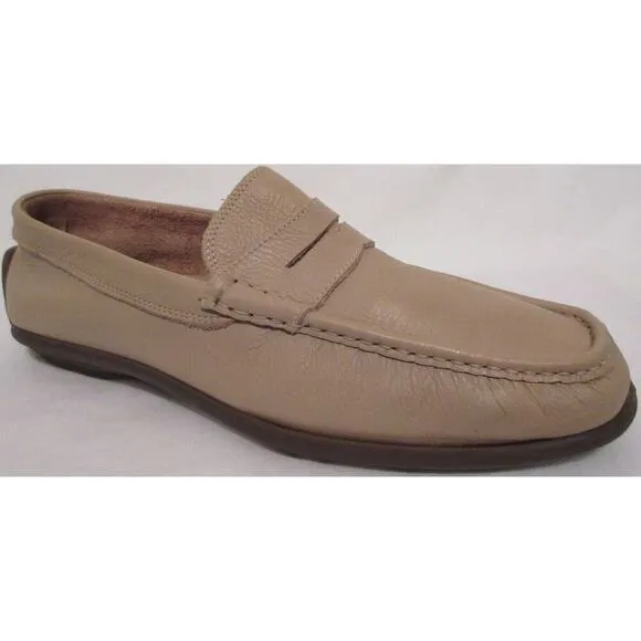Pronto Uomo Firenze Made Italy Light Khaki Beige Penny Loafers Mens 11 Leather