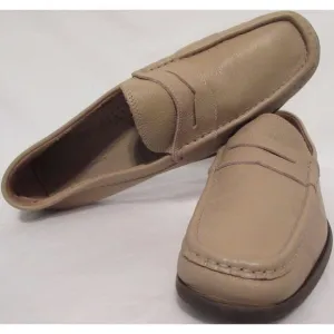 Pronto Uomo Firenze Made Italy Light Khaki Beige Penny Loafers Mens 11 Leather