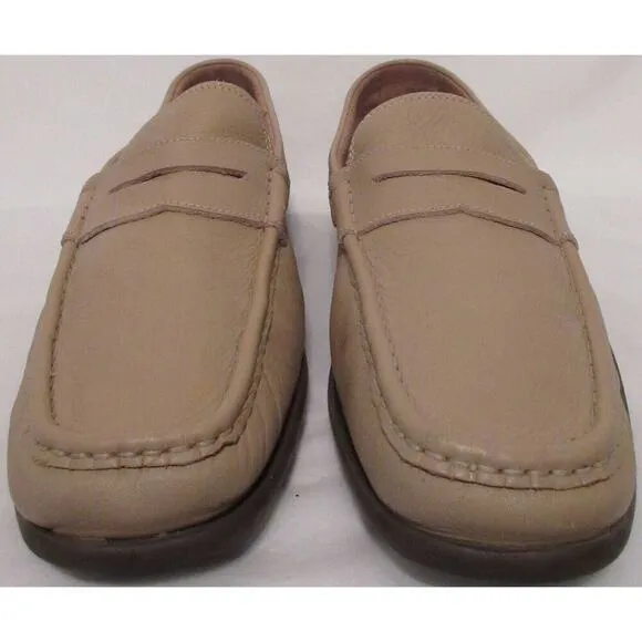 Pronto Uomo Firenze Made Italy Light Khaki Beige Penny Loafers Mens 11 Leather