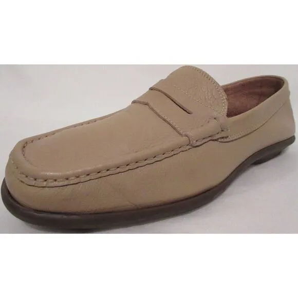 Pronto Uomo Firenze Made Italy Light Khaki Beige Penny Loafers Mens 11 Leather