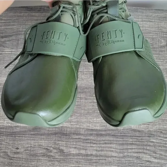 PUMA New Fenty by Rihanna Green Leather Hi-Top Trainer Fashion Sneakers Size