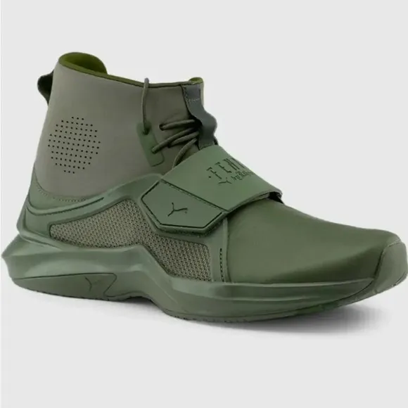 PUMA New Fenty by Rihanna Green Leather Hi-Top Trainer Fashion Sneakers Size