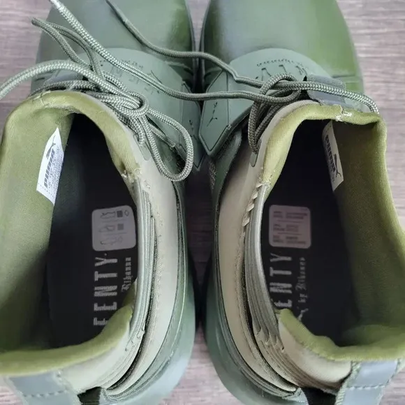 PUMA New Fenty by Rihanna Green Leather Hi-Top Trainer Fashion Sneakers Size