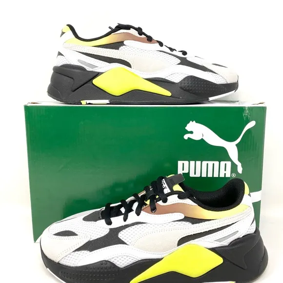 Puma RS-X3 Neo Fade 37337702 White/Fizzy Yellow/Black Size 9.