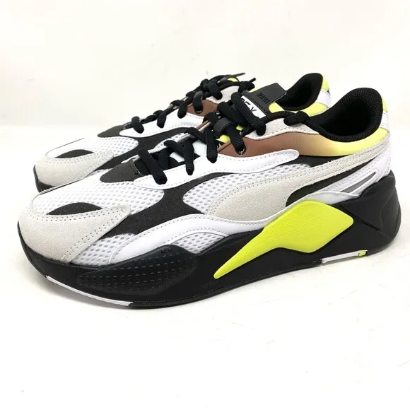 Puma RS-X3 Neo Fade 37337702 White/Fizzy Yellow/Black Size 9.