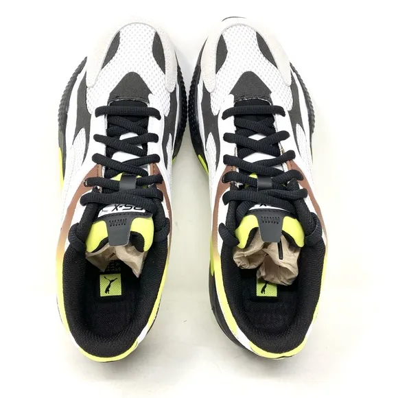 Puma RS-X3 Neo Fade 37337702 White/Fizzy Yellow/Black Size 9.