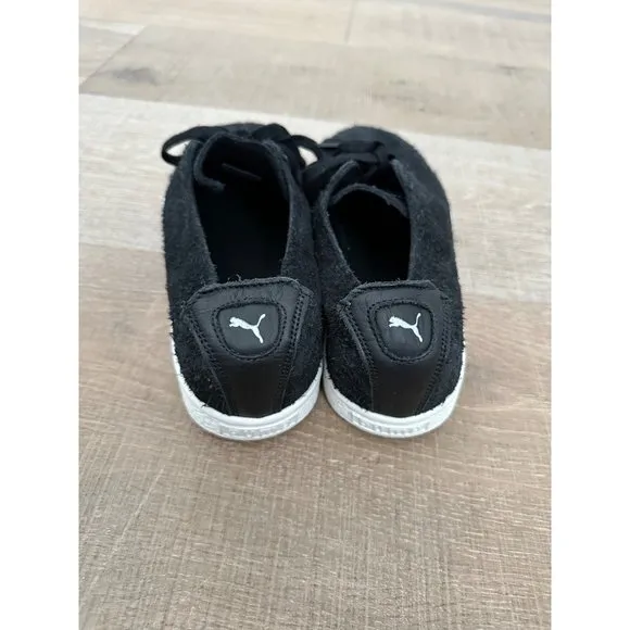 Puma Stampd Black Suede Sneakers Mens Size 8.5 Lace-Up Casual Shoes With White R