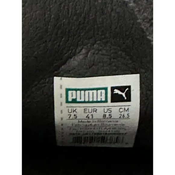 Puma Stampd Black Suede Sneakers Mens Size 8.5 Lace-Up Casual Shoes With White R