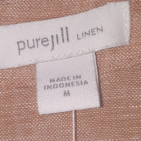 PURE JILL Linen A-Line Maxi Dress Lagenlook Boho Minimal Natural Fiber M 6 8