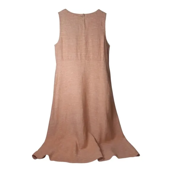 PURE JILL Linen A-Line Maxi Dress Lagenlook Boho Minimal Natural Fiber M 6 8