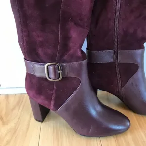 Purple Leather and Suede Boots