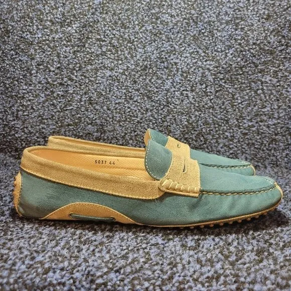Quid Men's Size 44 EU Blue Taupe Suede Moccasins Slip On Casual Driving Loafers