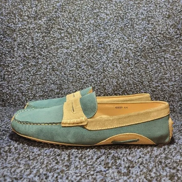 Quid Men's Size 44 EU Blue Taupe Suede Moccasins Slip On Casual Driving Loafers