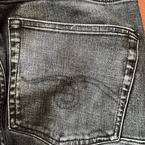 R13 “SKATE”‎ faded whiskered denim black jeans Mens size 34/28