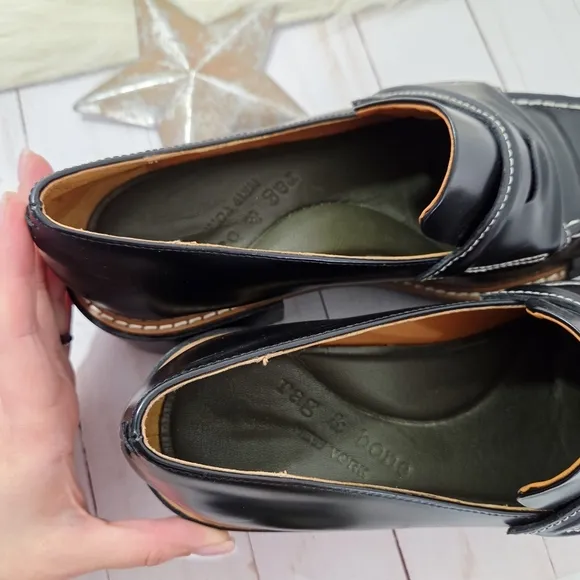 Rag &amp; Bone Antor Penny Loafers Chunky Heeled Black Brown Leather Size 39.5