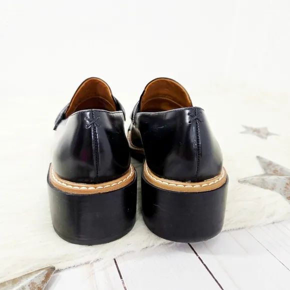 Rag &amp; Bone Antor Penny Loafers Chunky Heeled Black Brown Leather Size 39.5