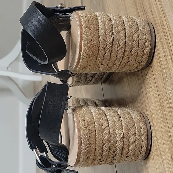 Rag &amp; Bone August Leather Platform Espadrilles