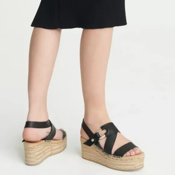 Rag &amp; Bone August Leather Platform Espadrilles