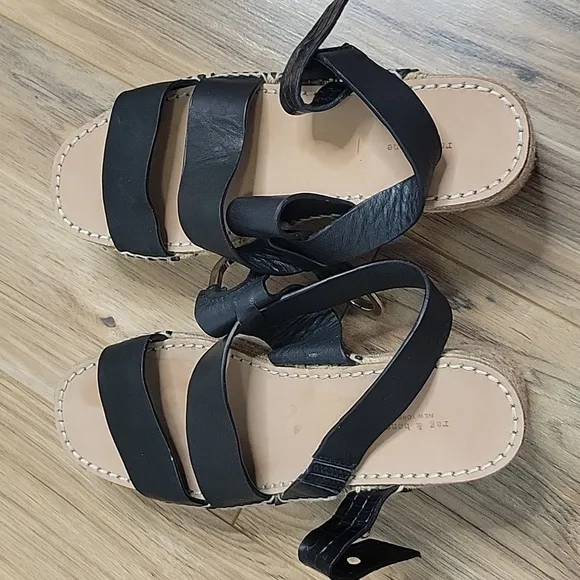 Rag &amp; Bone August Leather Platform Espadrilles