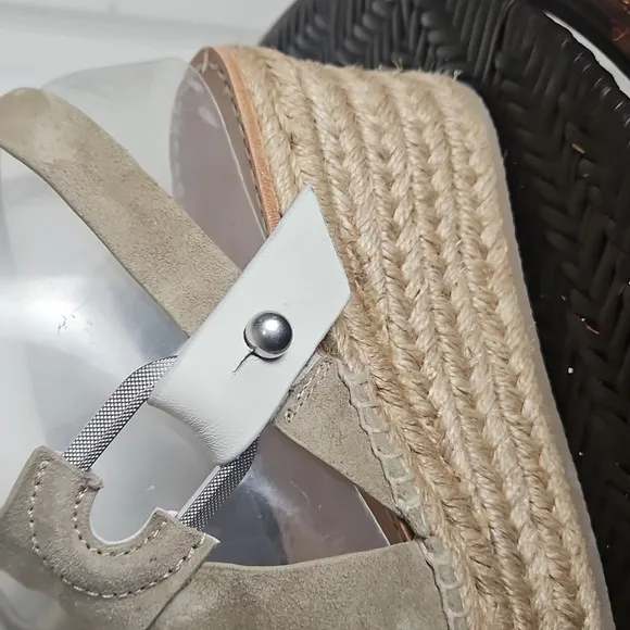 Rag &amp; bone August Suede And Leather Espadrille Sandals In Taupe 36.5 Size 6.5