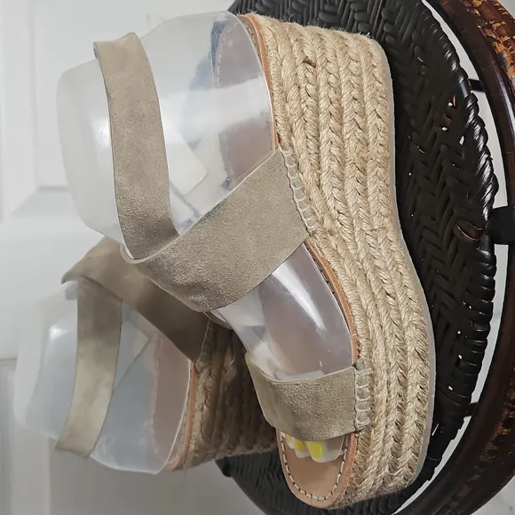 Rag &amp; bone August Suede And Leather Espadrille Sandals In Taupe 36.5 Size 6.5