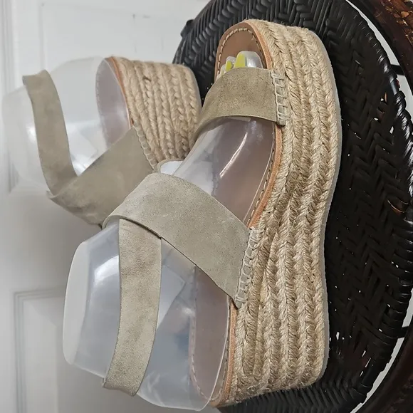 Rag &amp; bone August Suede And Leather Espadrille Sandals In Taupe 36.5 Size 6.5