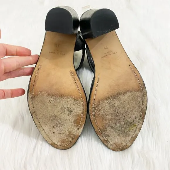 Rag &amp; Bone Black Leather Open Toe High Heel Sandals Made in Italy Women's EU 38