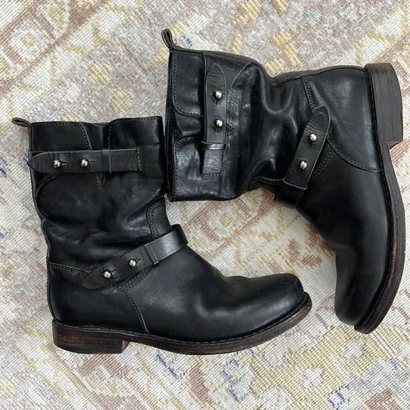 Rag &amp; Bone Black Moto Boot Leather Size 36