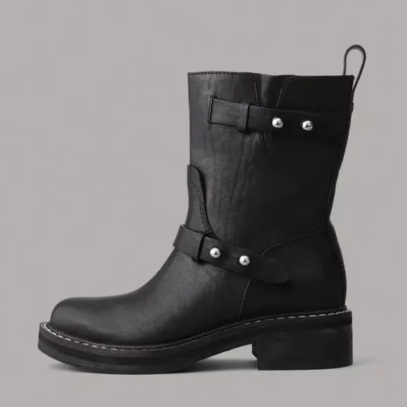 Rag &amp; Bone Black Moto Boot Leather Size 36