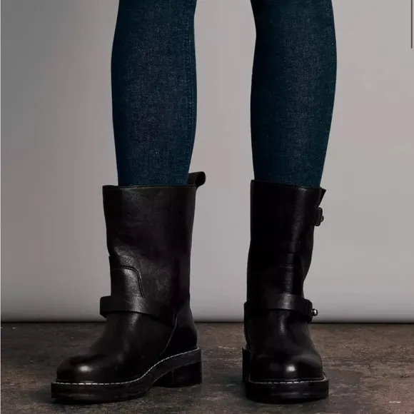 Rag &amp; Bone Black Moto Boot Leather Size 36