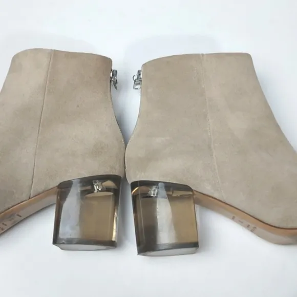 Rag &amp; Bone Drea Boots Smoke Suede Chunky Heeled Booties Beige/Cream Size 8