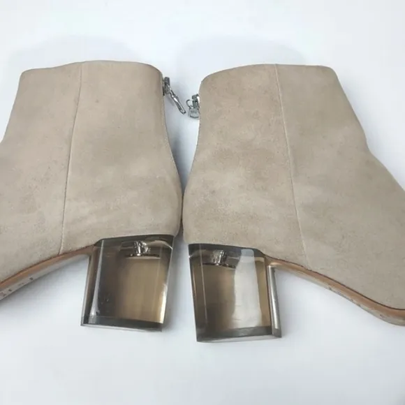 Rag &amp; Bone Drea Boots Smoke Suede Chunky Heeled Booties Beige/Cream Size 8